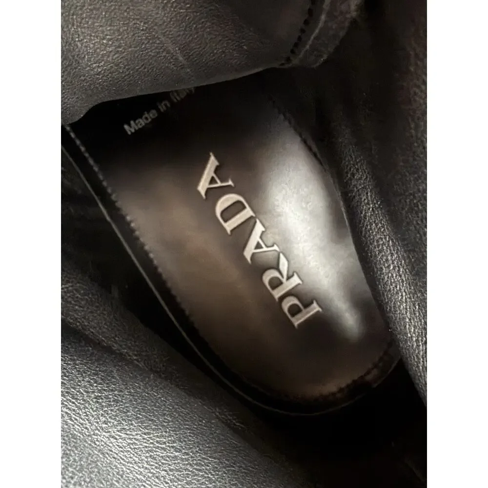 Size 9UK/10US - Prada Monolith Pouch Leather Ankle Boots